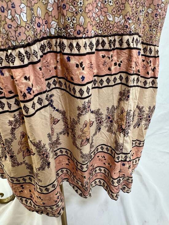 In Loom Border Print Flutter Sleeve Smocked Maxi Dress, Size Medium - Picture 8 of 10